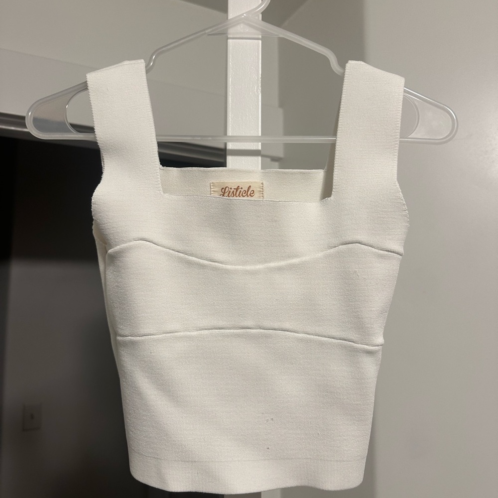 Listicle Women's Cream Square-Neck Crop Top